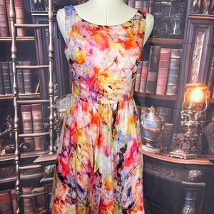 Betsey Johnson‎ Size 2 Watercolor Fit And Flare Dress
